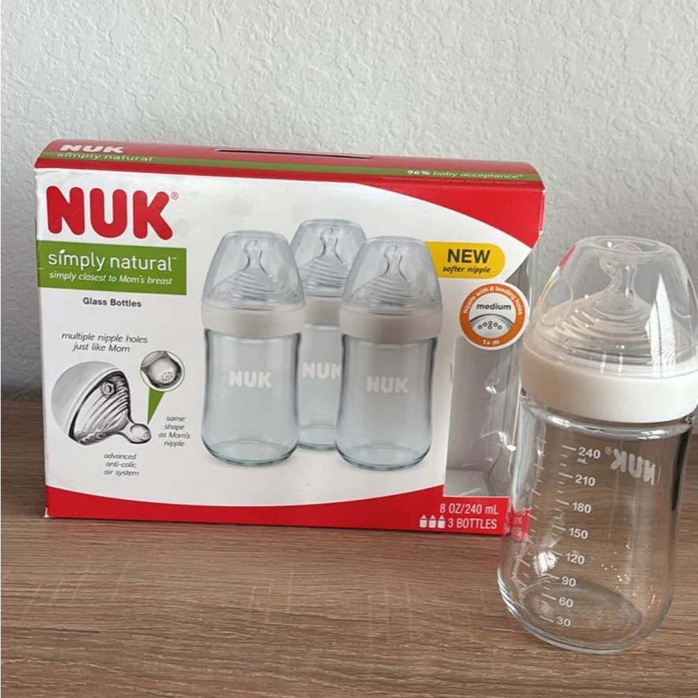 NUK Simply Natural Glass Baby Bottles - Clear